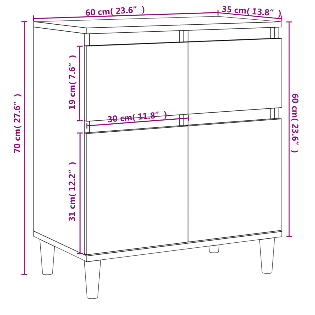 vidaXL Komoda betonsko siva 60x35x70 cm inženirski les