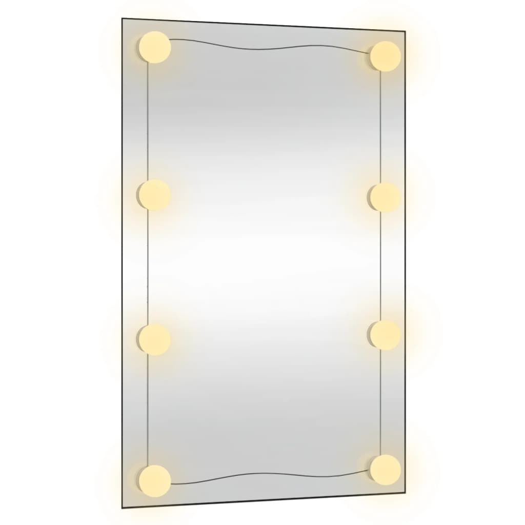 vidaXL Stensko ogledalo z LED lučmi 50x80 cm stekleno pravokotno