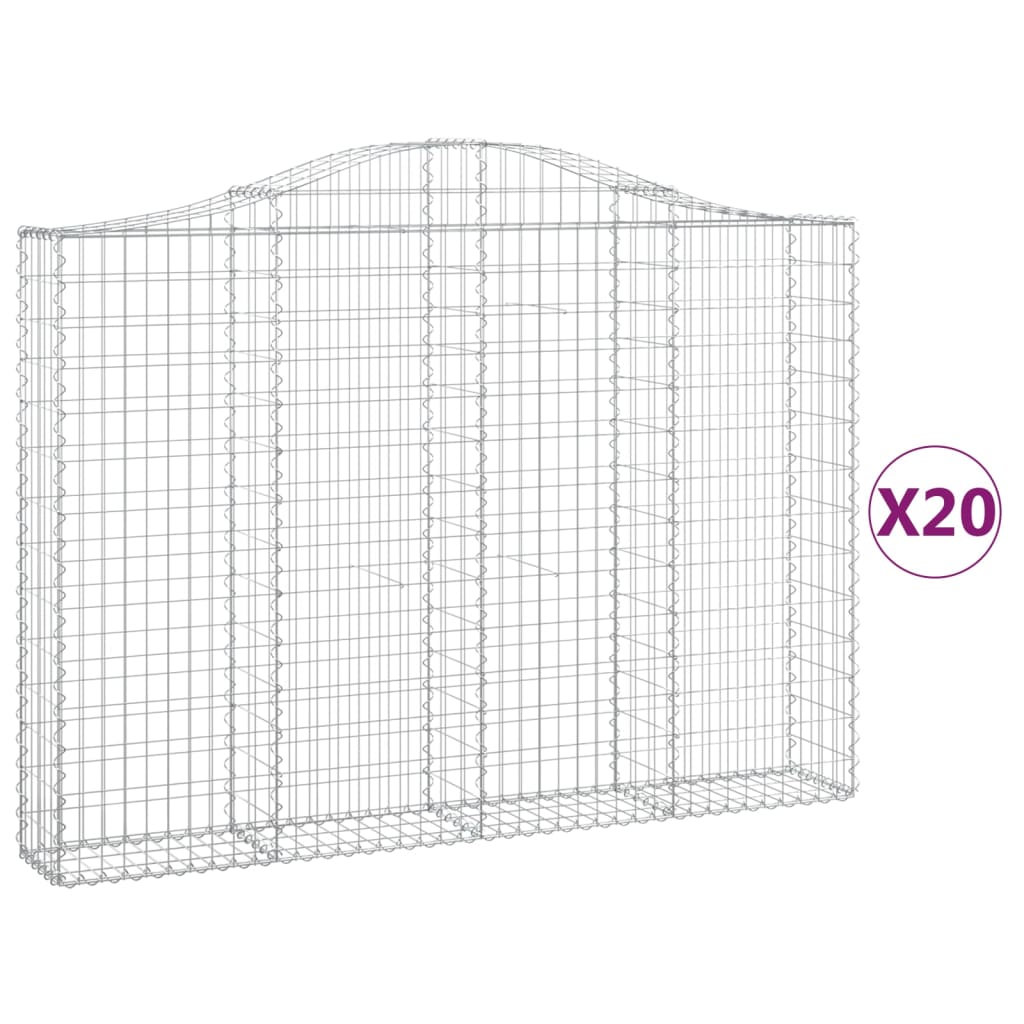 vidaXL Obokane gabion košare 20kosov 200x30x140/160cm pocinkano železo