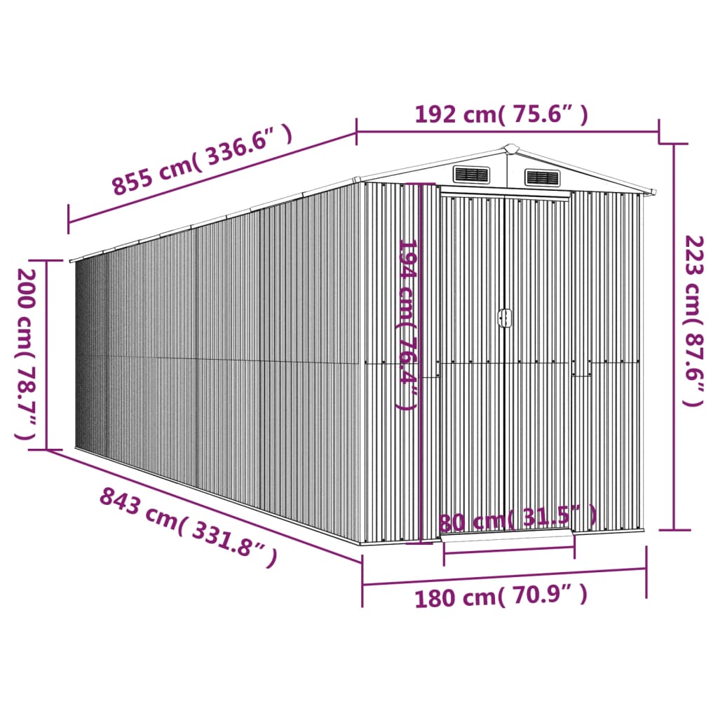 vidaXL Vrtna lopa svetlo rjava 192x855x223 cm pocinkano jeklo