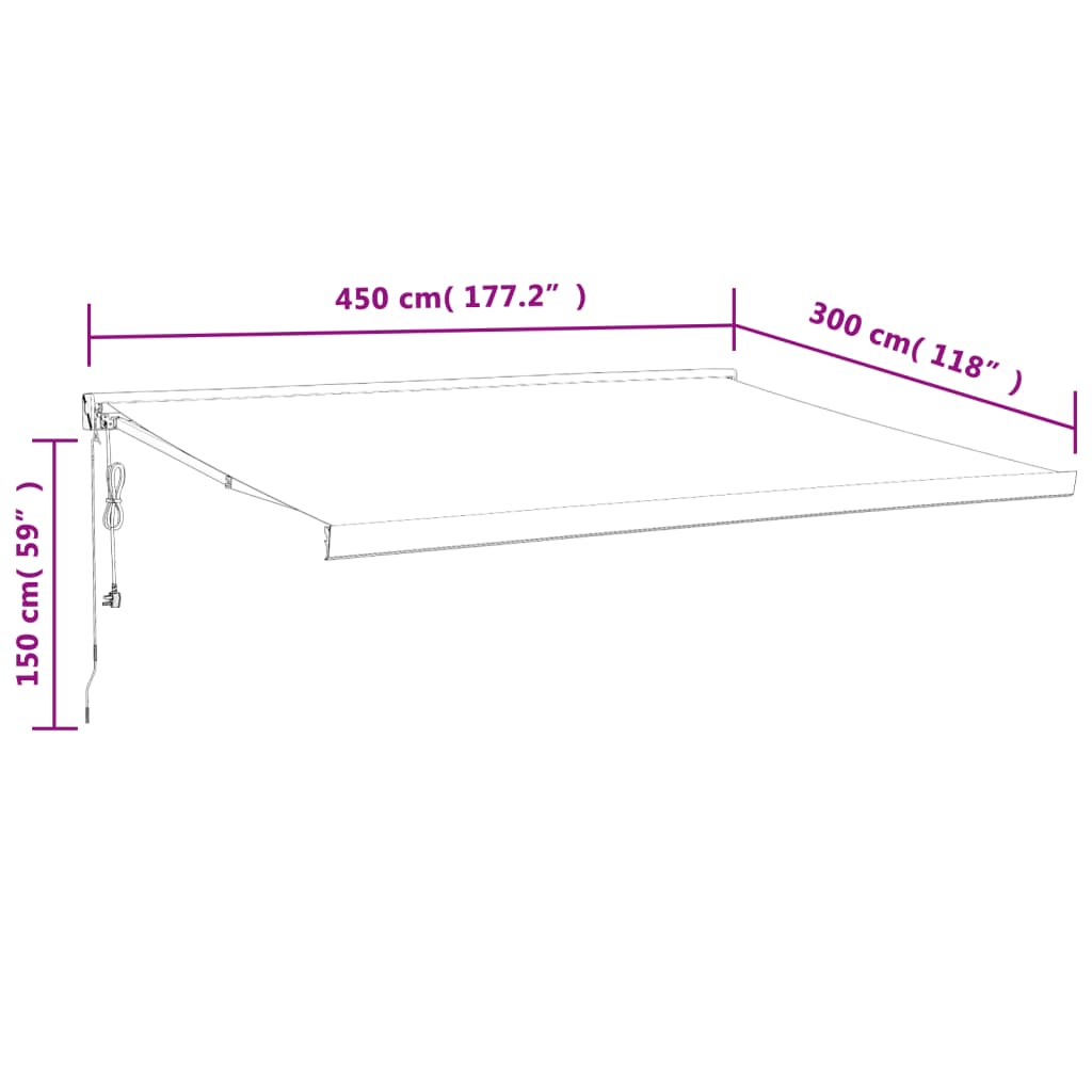 vidaXL Zložljiva tenda oranžna in rjava 4,5x3 m blago in aluminij