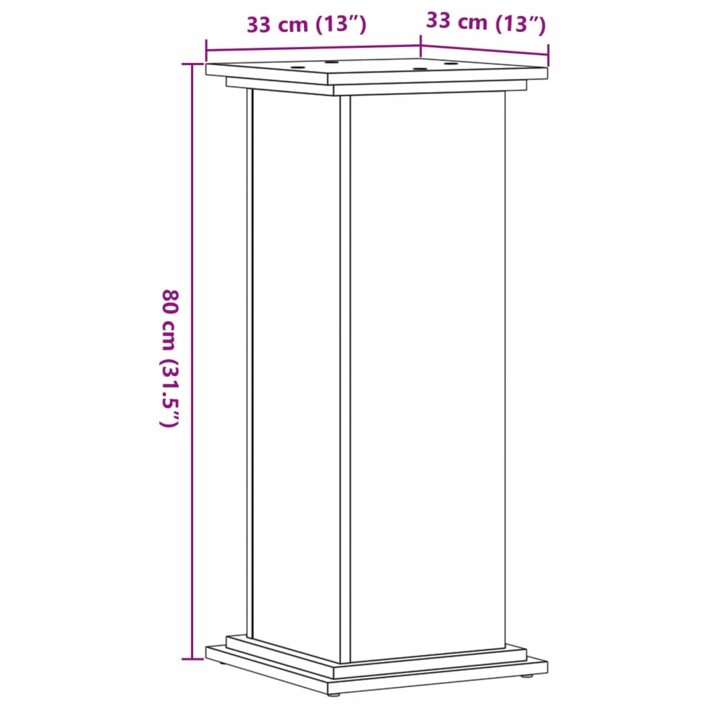 vidaXL Stojalo za rastline siva sonoma 33x33x80 cm inženirski les