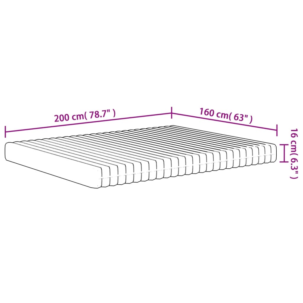 vidaXL Vzmetnica iz pene srednje mehka 160x200 cm