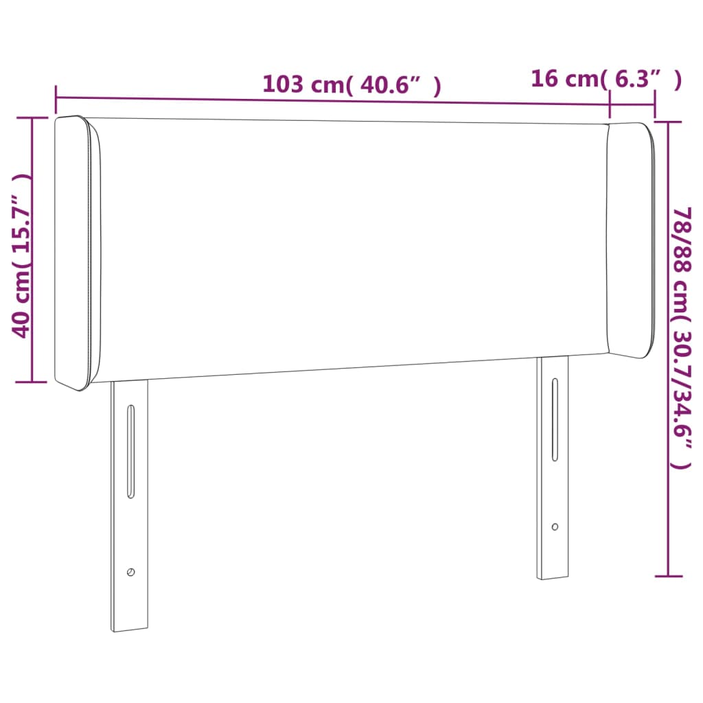 vidaXL LED posteljno vzglavje krem 103x16x78/88 cm blago