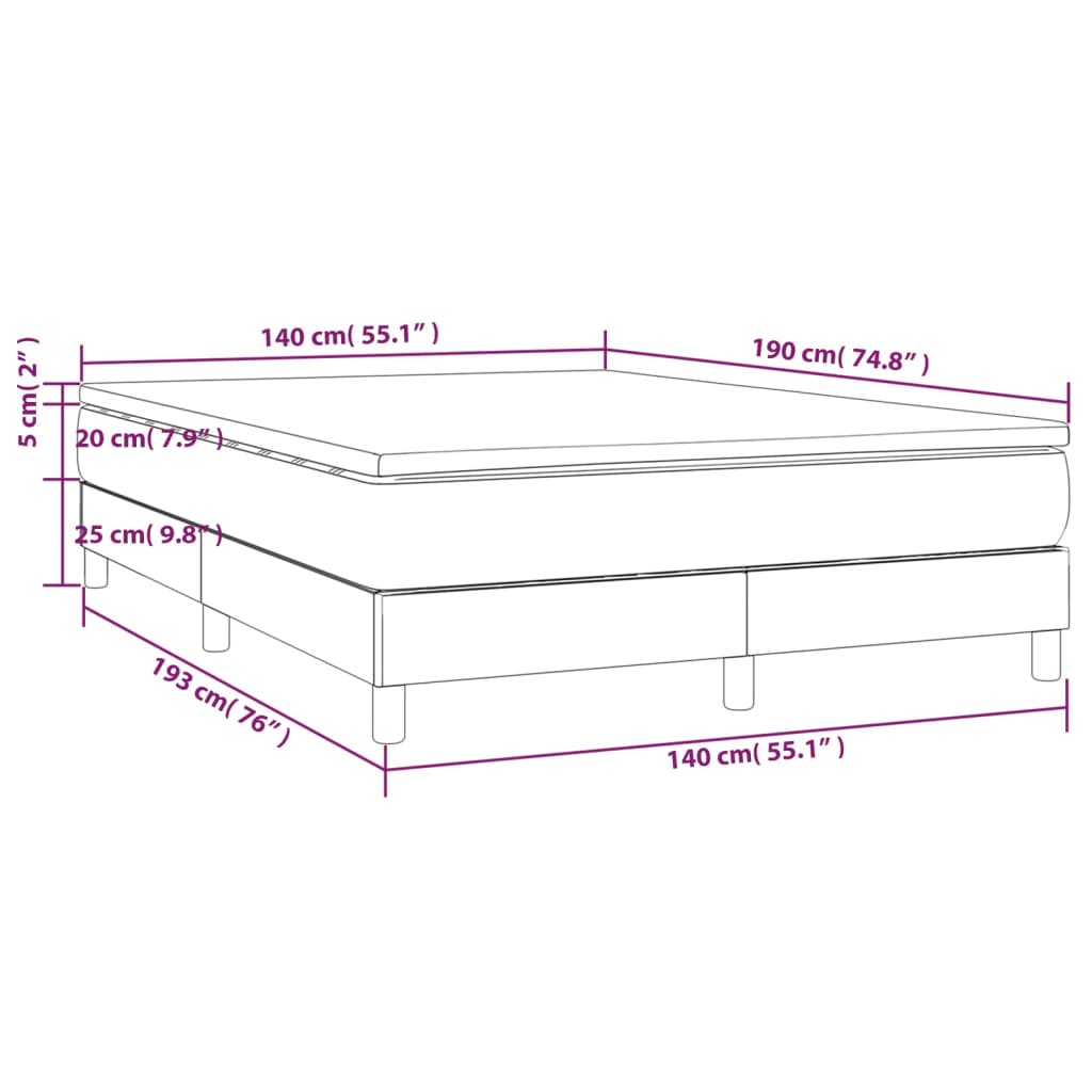 vidaXL Box spring postelja z vzmetnico temno modra 140x190cm žamet