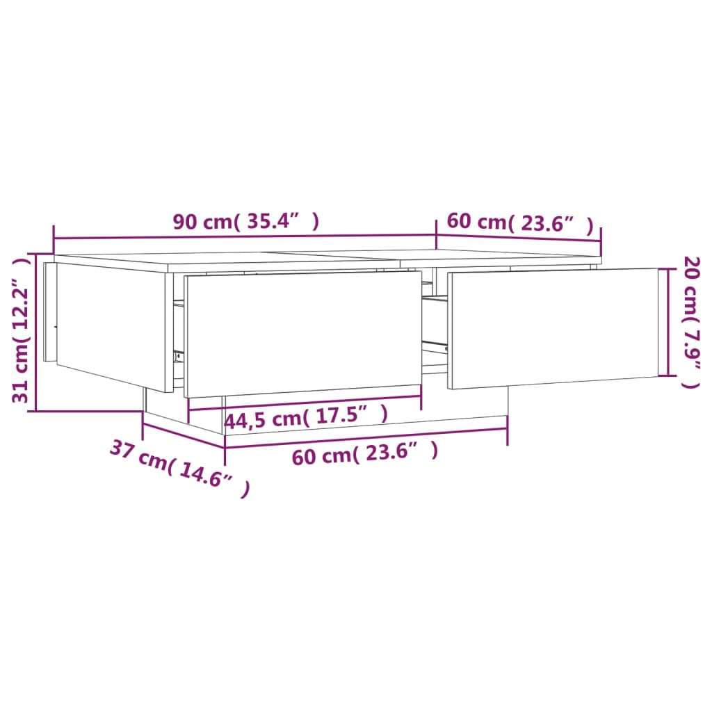 vidaXL Klubska mizica rjavi hrast 90x60x31 cm konstruiran les