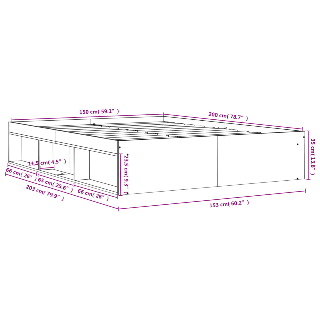 vidaXL Posteljni okvir bel 150x200 cm