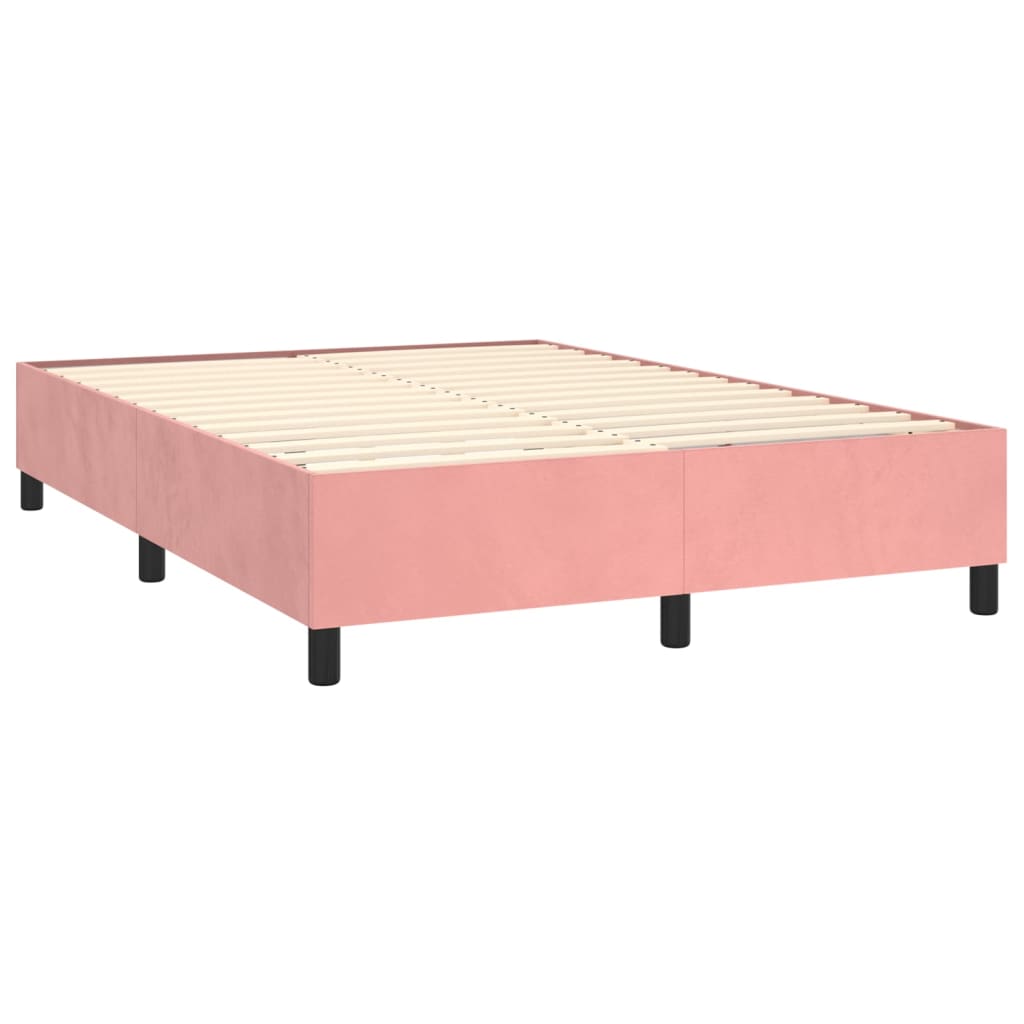 vidaXL Box spring postelja z vzmetnico roza 140x200 cm žamet