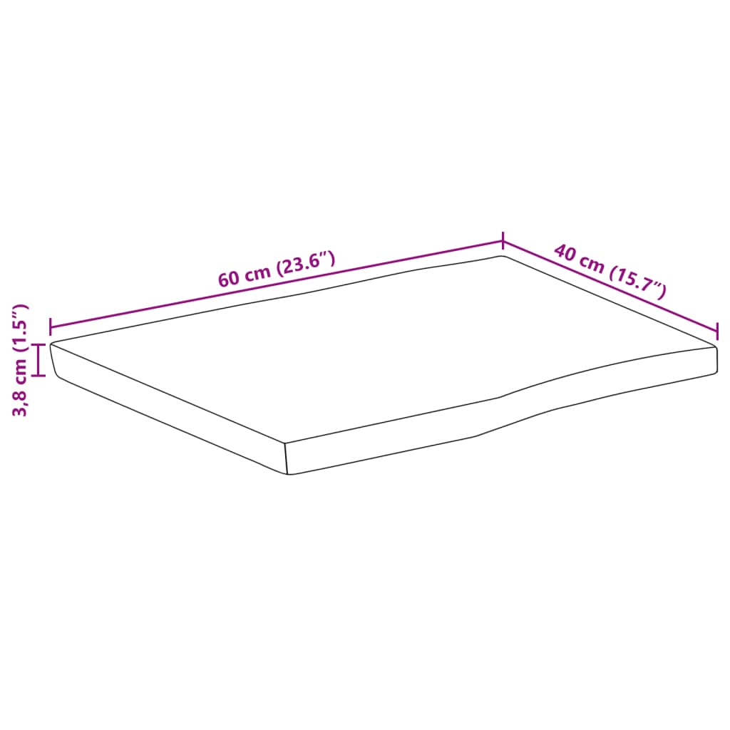 vidaXL Mizna plošča 60x40x3,8 cm naraven rob trden mangov les