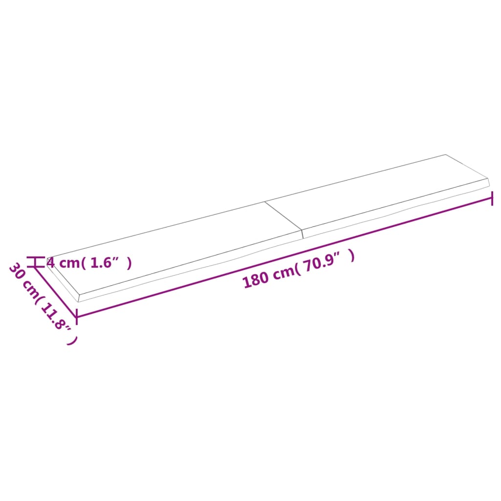 vidaXL Kopalniški pult svetlo rjav 180x30x(2-4) cm obdelan trden les