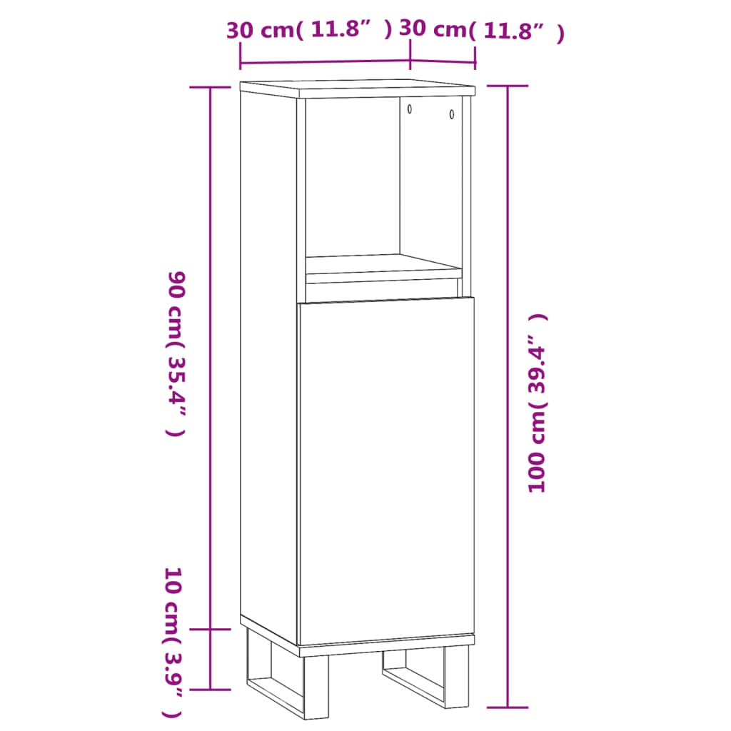 vidaXL Kopalniška omarica sonoma hrast 30x30x100 cm inženirski les