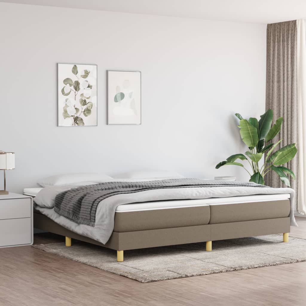 vidaXL Box spring postelja z vzmetnico taupe 200x200 cm blago