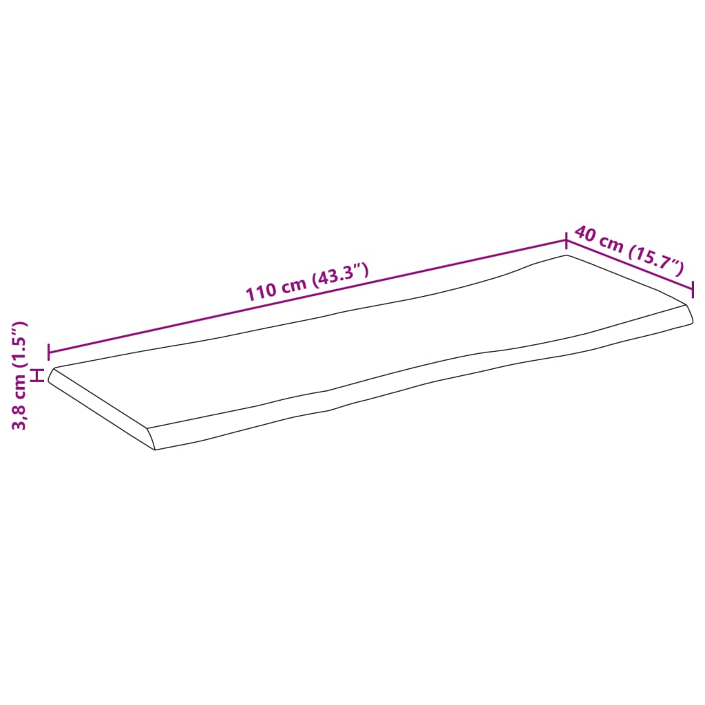 vidaXL Mizna plošča 110x40x3,8 cm pravokotna akacija naraven rob