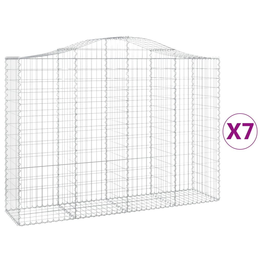 vidaXL Obokane gabion košare 7 kosov 200x50x140/160cm pocinkano železo