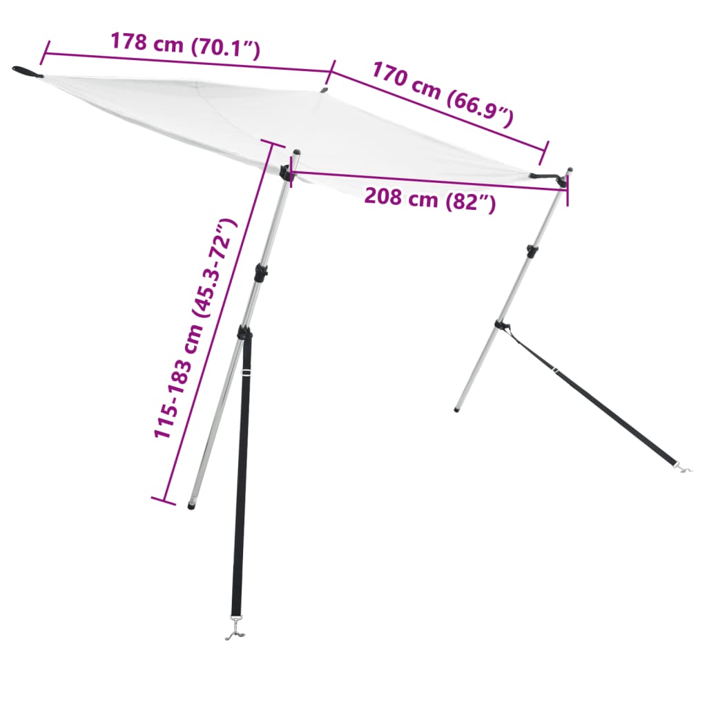 vidaXL Razširljivo senčilo za T-Top 170x208x(115-183) cm