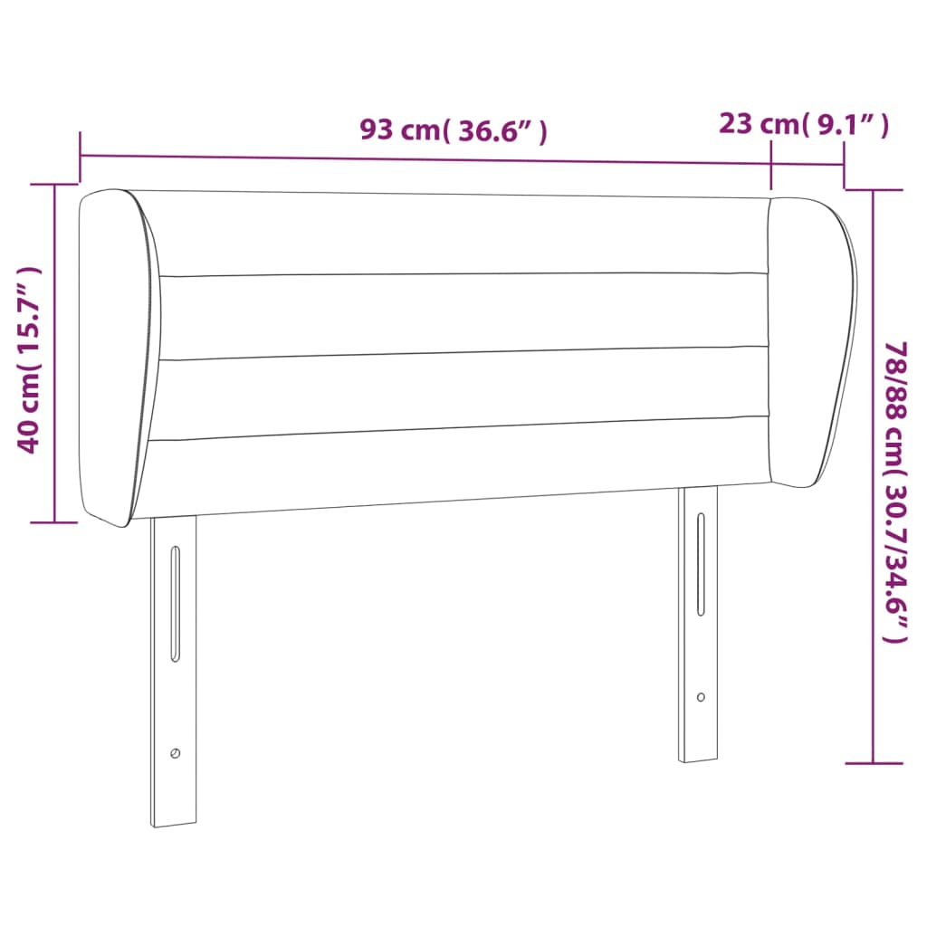 vidaXL Vzglavje z ušesi temno sivo 93x23x78/88 cm blago