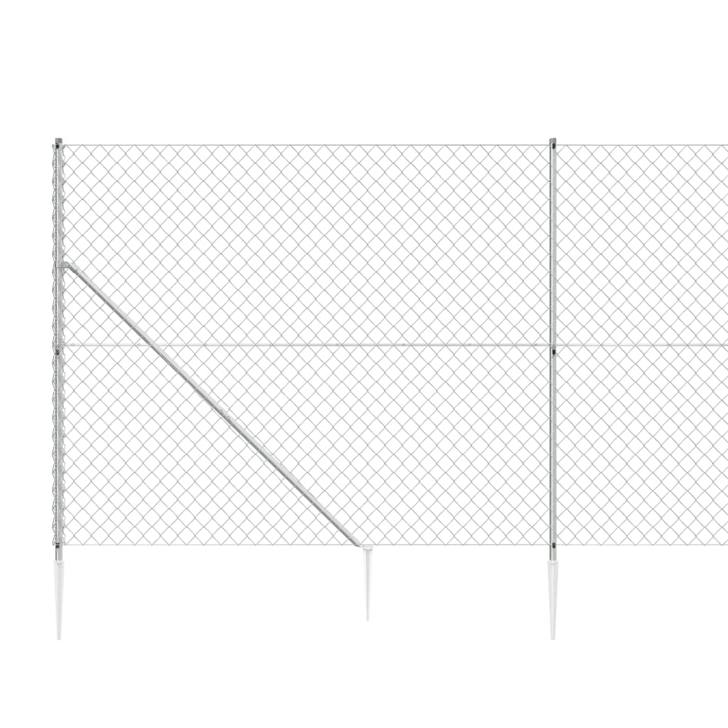 vidaXL Žična ograja s konicami za postavitev srebrna 1,8x10 m