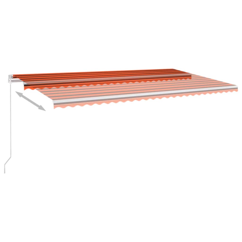 vidaXL Ročno zložljiva tenda z LED lučmi 600x350 cm oranžna in rjava