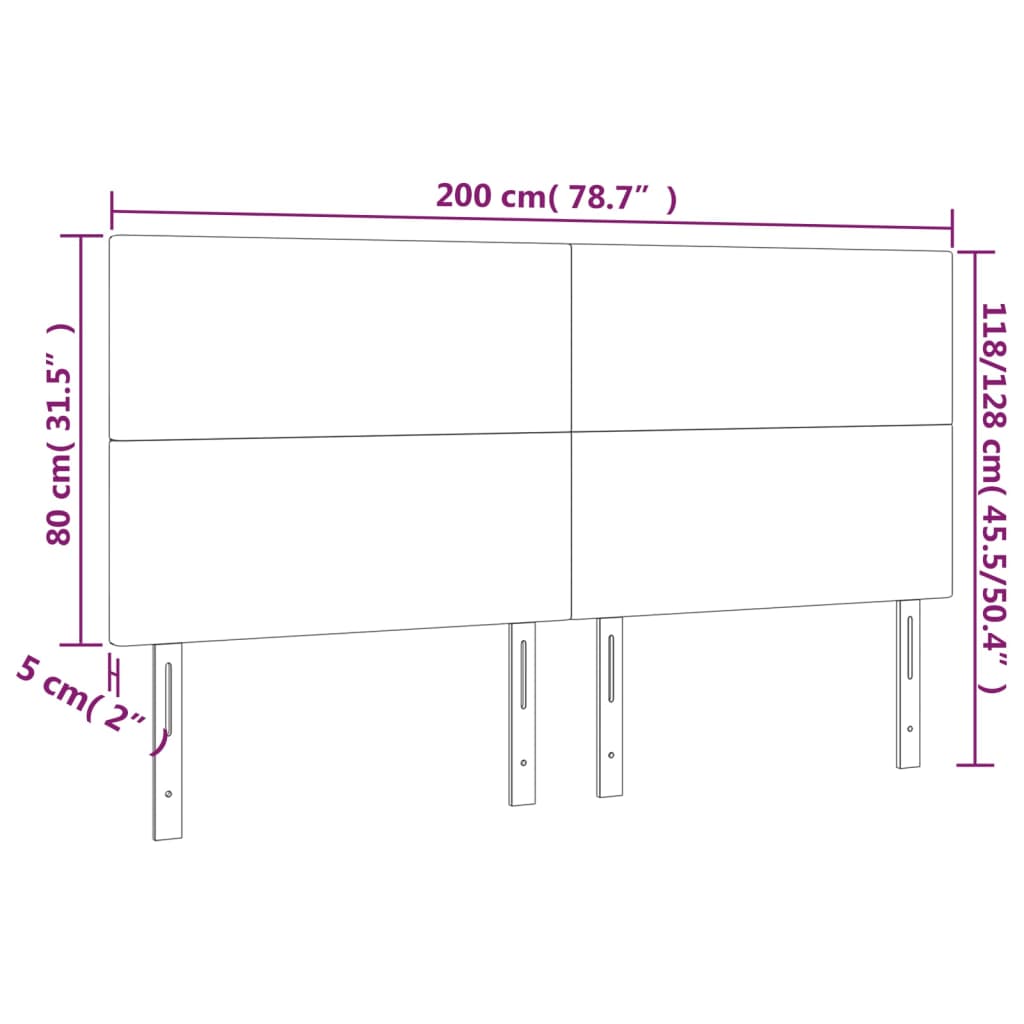 vidaXL Posteljno vzglavje 4 kosa temno moder 100x5x78/88 cm žamet