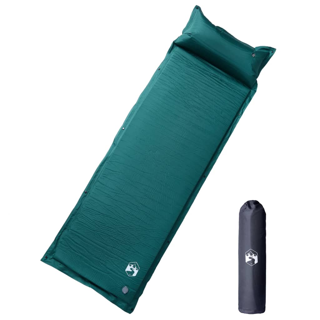 vidaXL Samonapihljivo ležišče za kampiranje z blazino 1 osebo zeleno