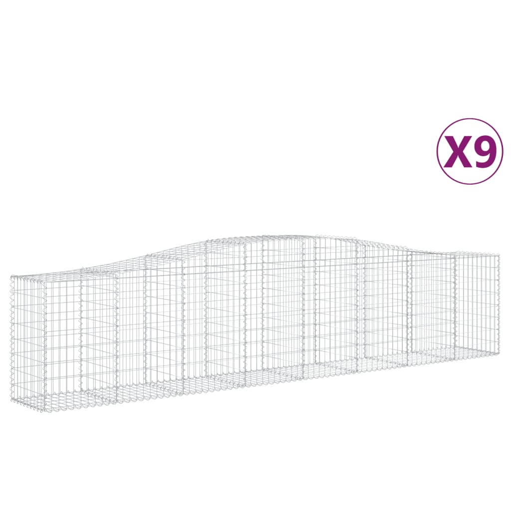 vidaXL Obokane gabion košare 9 kosov 400x50x80/100 cm cinkano železo