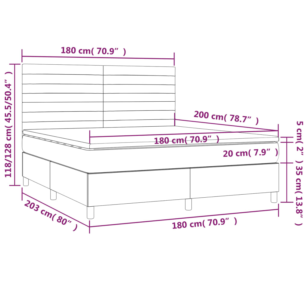 vidaXL Box spring postelja z vzmetnico svetlo siva 180x200 cm blago