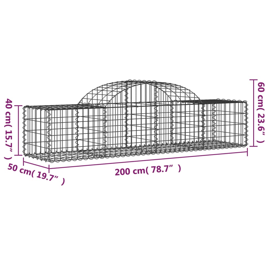 vidaXL Obokane gabion košare 5 kosov 200x50x40/60 cm pocinkano železo