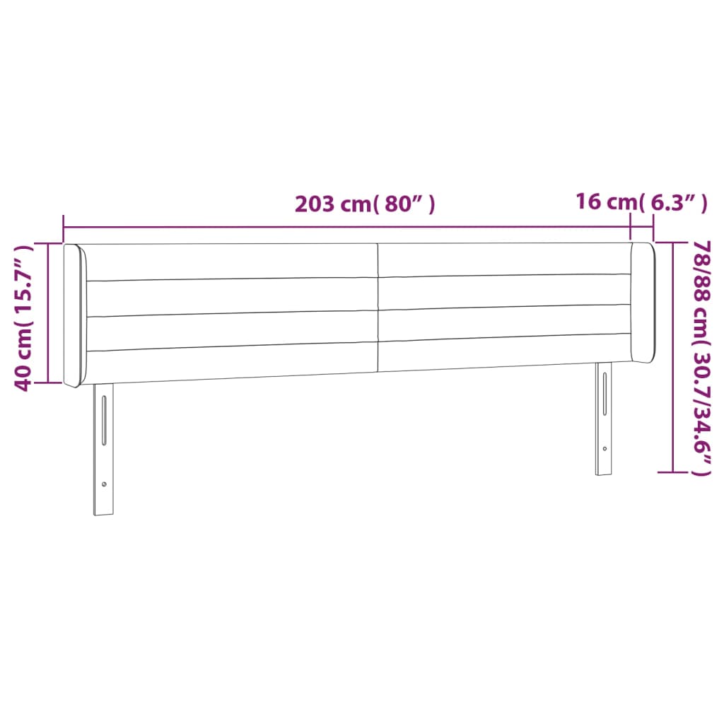 vidaXL LED posteljno vzglavje temno zeleno 203x16x78/88 cm žamet