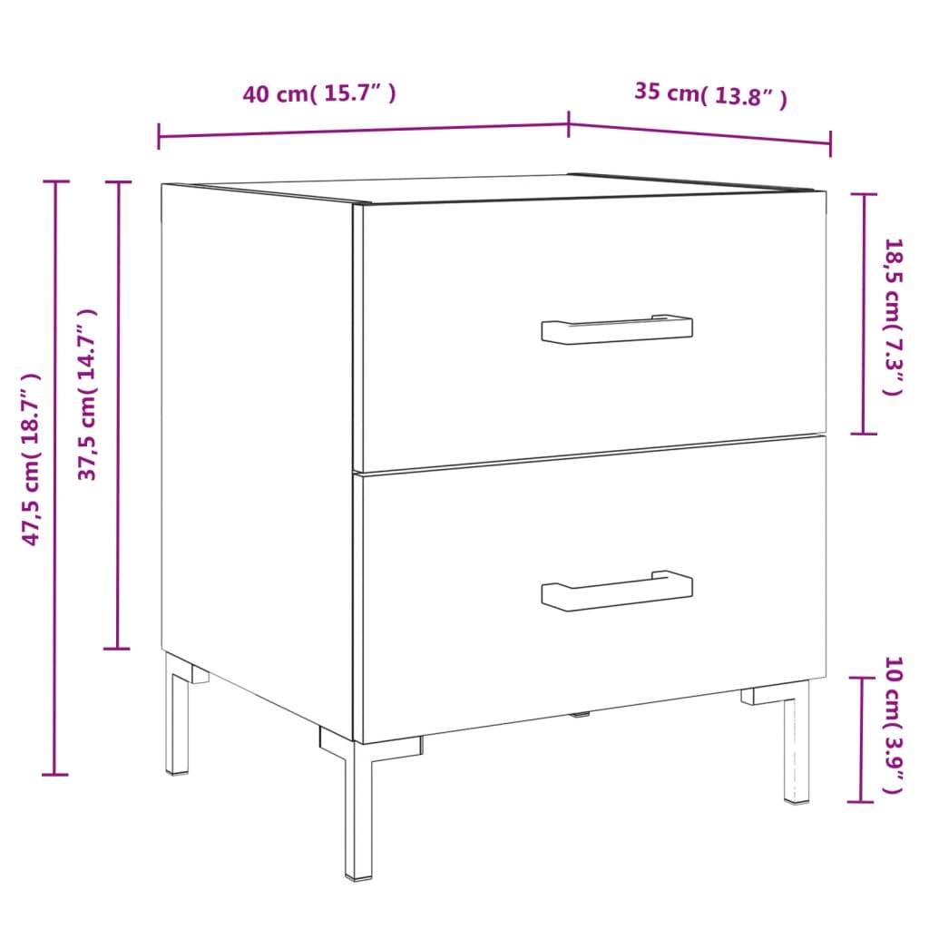 vidaXL Nočna omarica siva sonoma 40x35x47,5 cm inženirski les