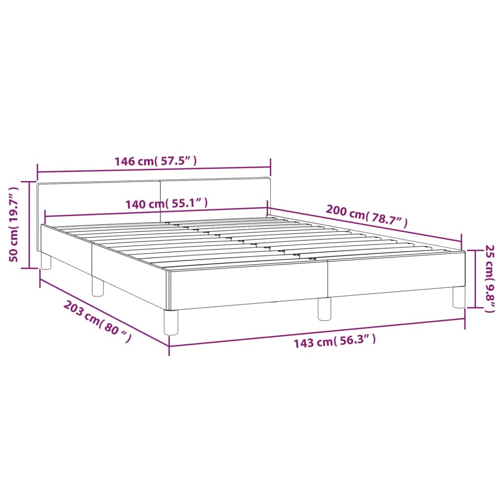 vidaXL Posteljni okvir brez vzmetnice temno rjav 140x200 cm tkanina