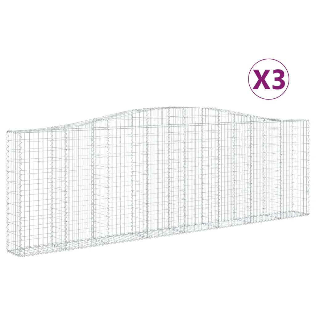 vidaXL Obokane gabion košare 3 kosi 400x30x120/140 cm pocinkano železo