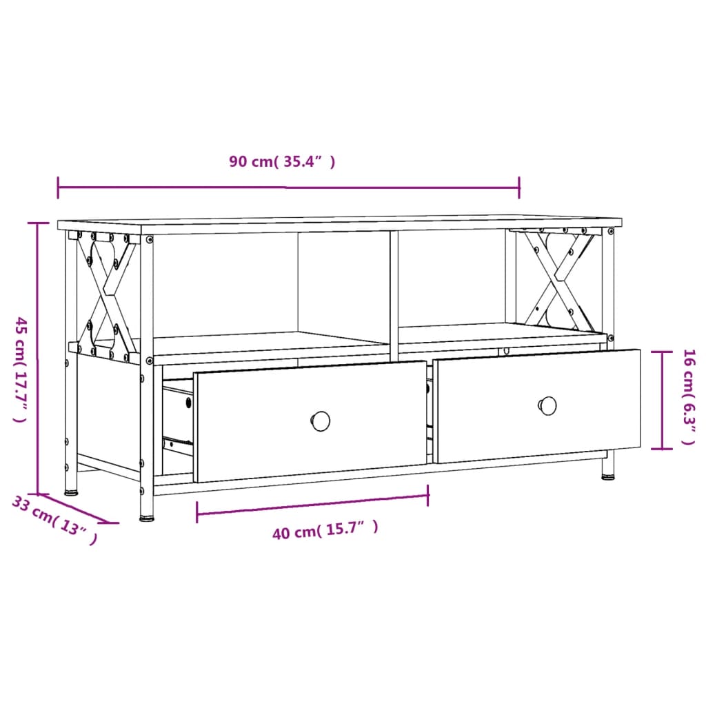 vidaXL TV omarica črna 90x33x45 cm inženirski les in železo