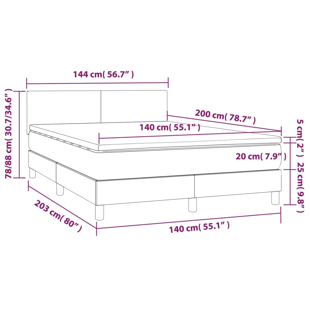 vidaXL Box spring postelja z vzmetnico črna 140x200 cm blago