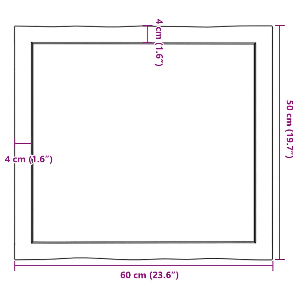 vidaXL Mizna plošča 60x50x(2-6) cm neobdelana hrastovina naraven rob