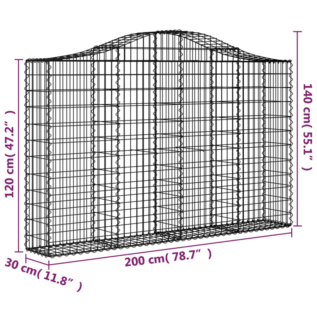 vidaXL Obokane gabion košare 4 kosi 200x30x120/140 cm pocinkano železo