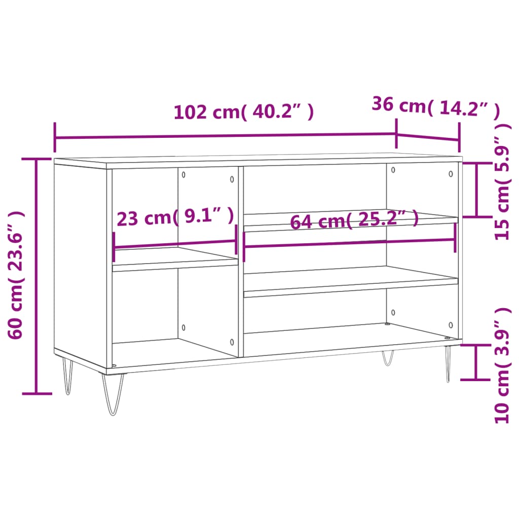 vidaXL Omarica za čevlje bela 102x36x60 cm inženirski les