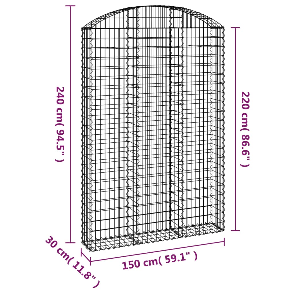 vidaXL Obokana gabonska košara 150x30x220/240 cm pocinkano železo