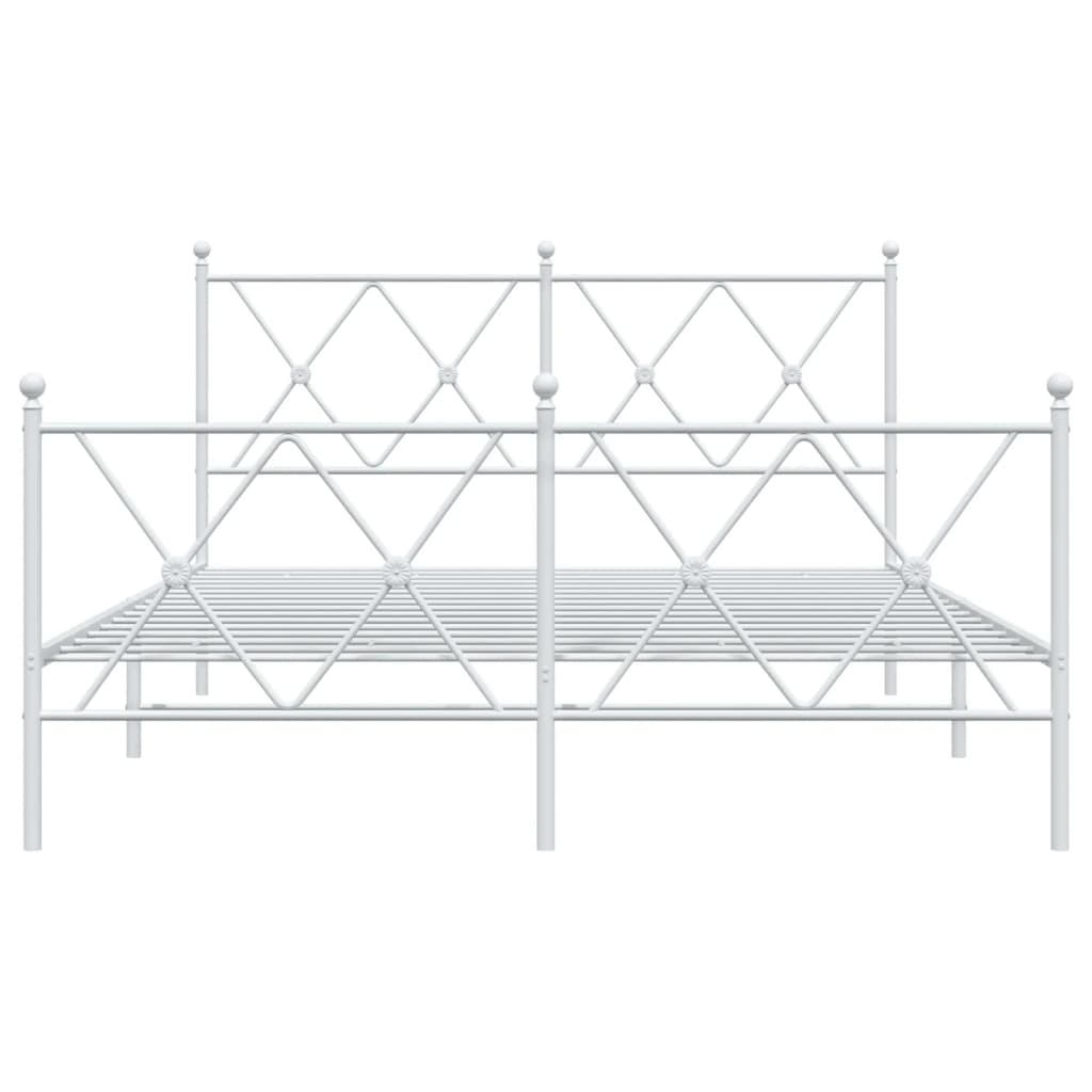 vidaXL Kovinski posteljni okvir z vzglavjem in vznožjem bel 140x200 cm