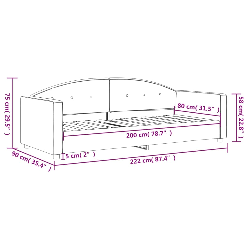 vidaXL Raztegljiva postelja rumena 80x200 cm žamet