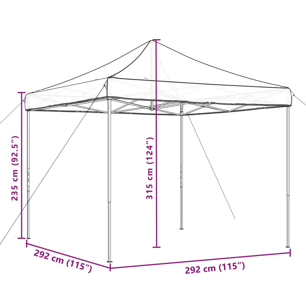 vidaXL Zložljivi pop-up šotor za zabave terakota 292x292x315 m