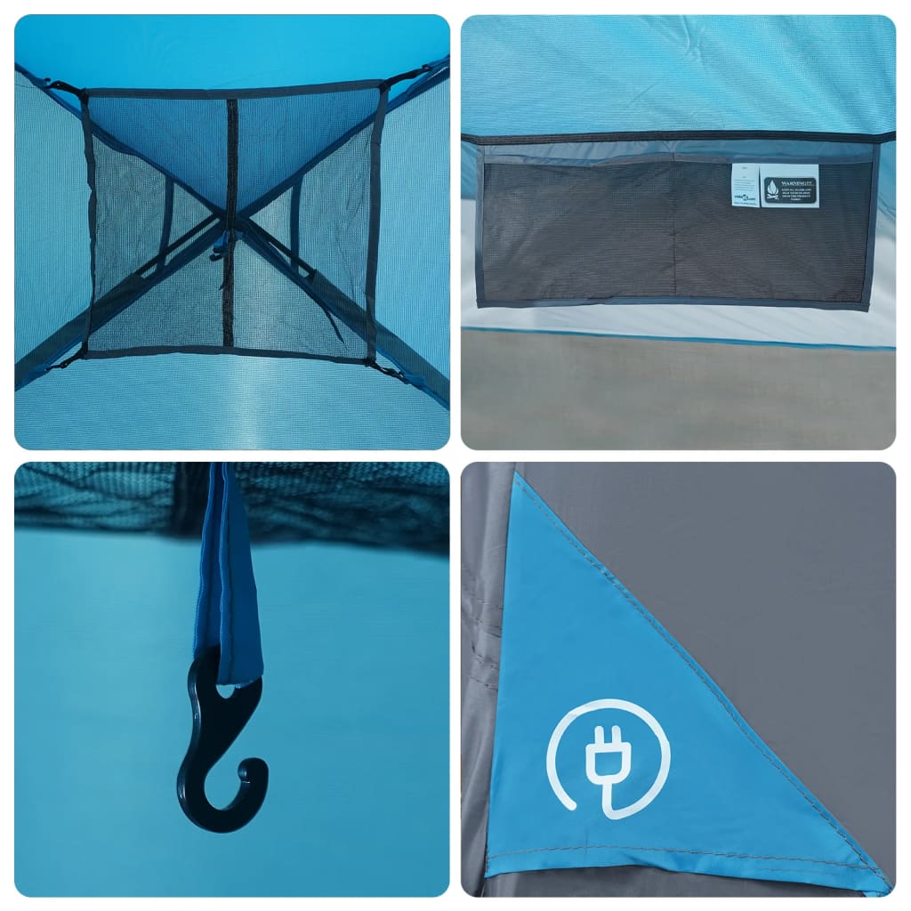 vidaXL Družinski šotor za 9 oseb moder vodoodporen