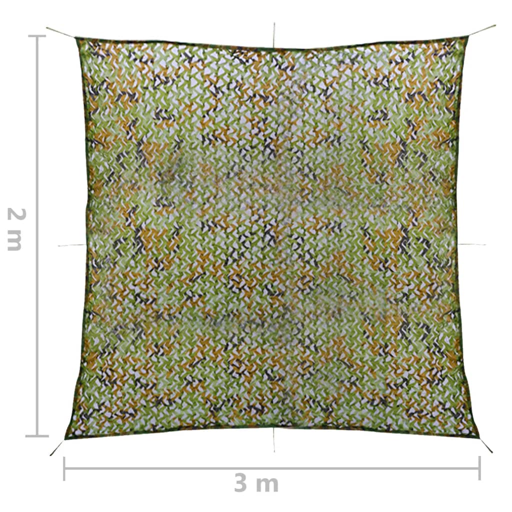 vidaXL Kamuflažna mreža s torbo za shranjevanje 2x3 m zelena