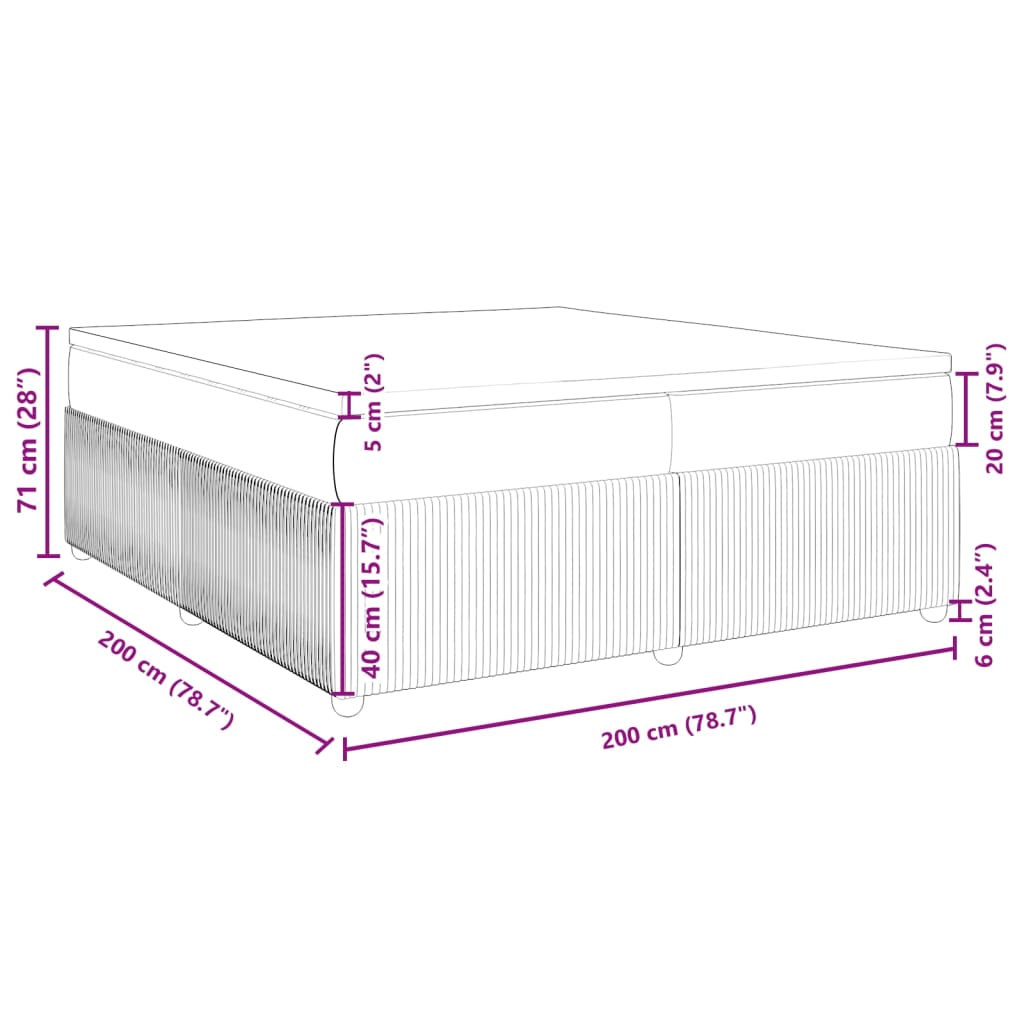 vidaXL Box spring postelja z vzmetnico temno rjav 200x200 cm blago