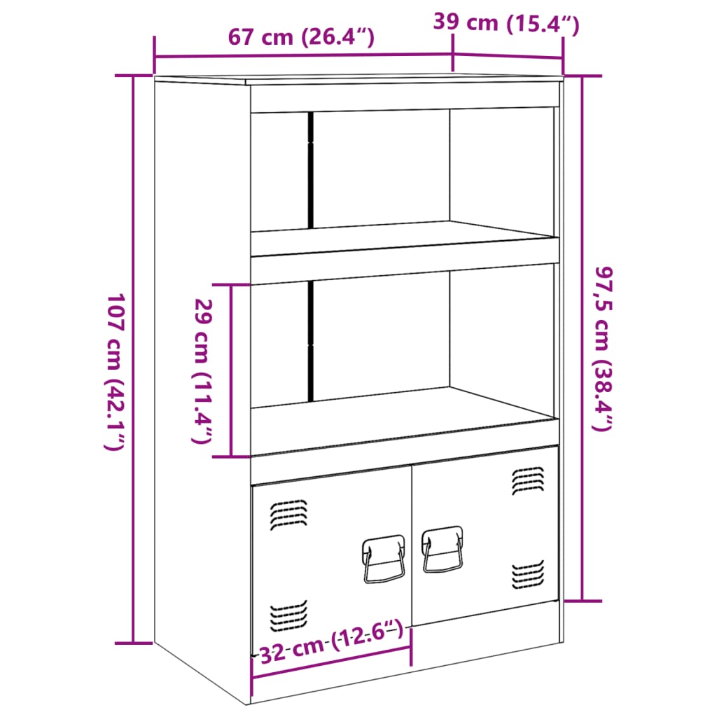 vidaXL Komoda antracitna 67x39x107 cm jeklo