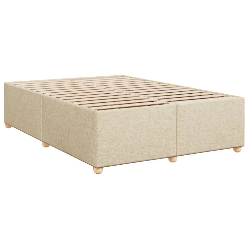 vidaXL Box spring postelja z vzmetnico krem 160x200 cm blago