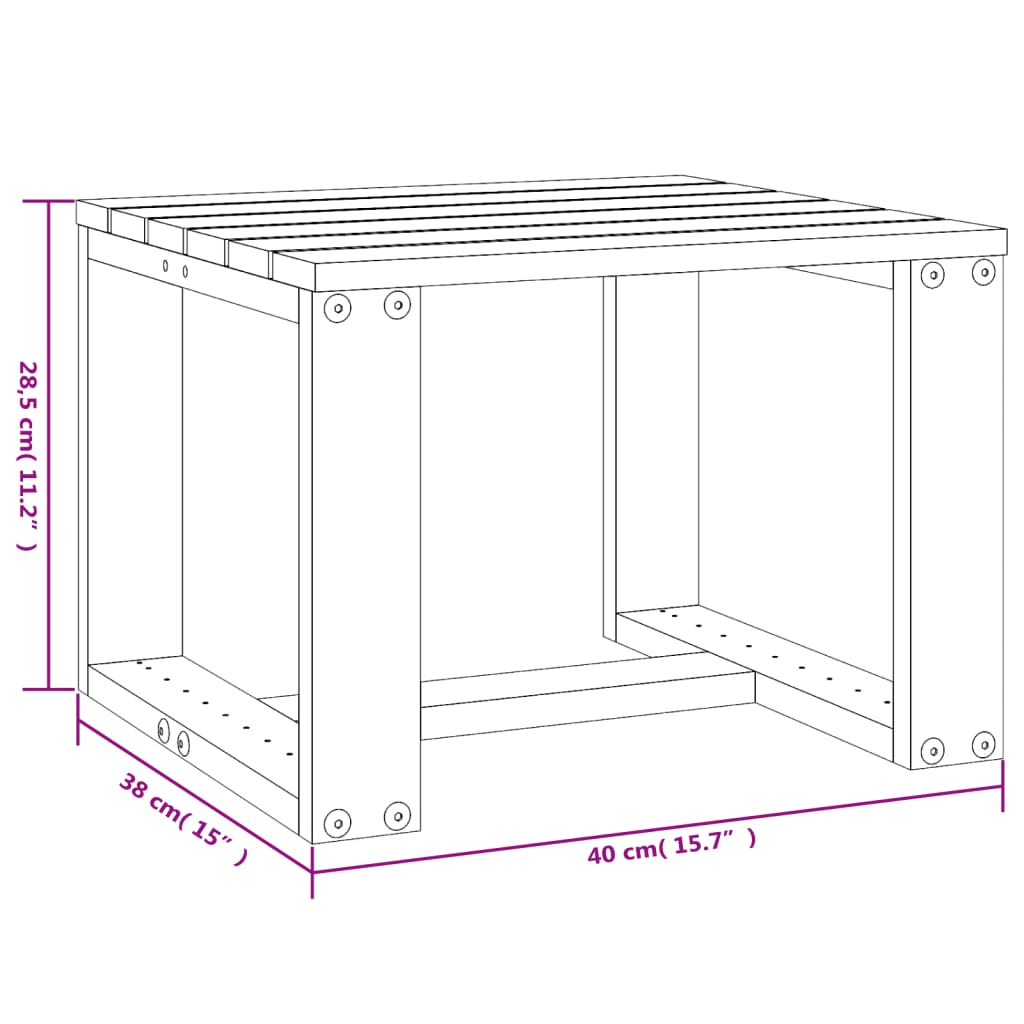 vidaXL Vrtna stranska mizica črna 40x38x28,5 cm trdna borovina