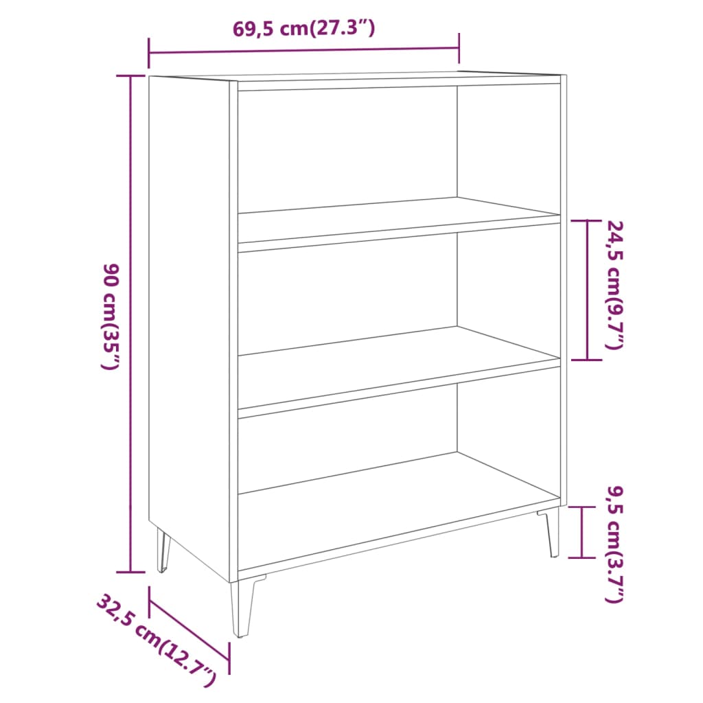 vidaXL Komoda siva sonoma 69,5x32,5x90 cm konstruiran les