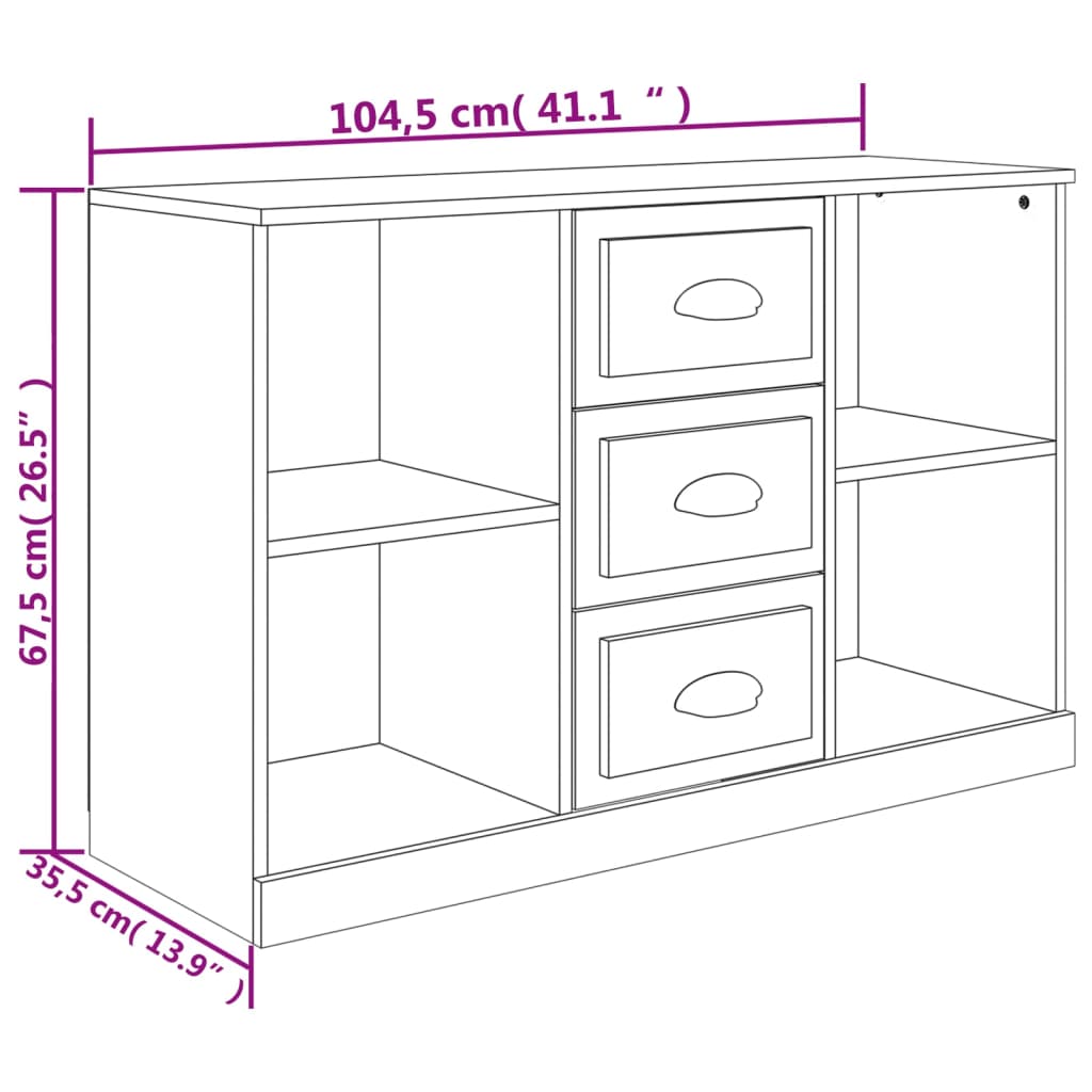 vidaXL Komoda betonsko siva 104,5x35,5x67,5 cm inženirski les