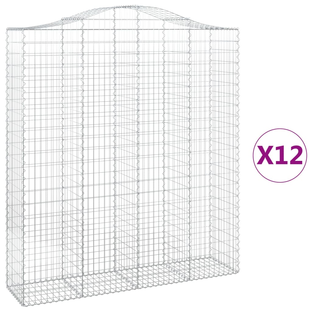 vidaXL Obokane gabion košare 12 kos 200x50x220/240 cm pocinkano železo