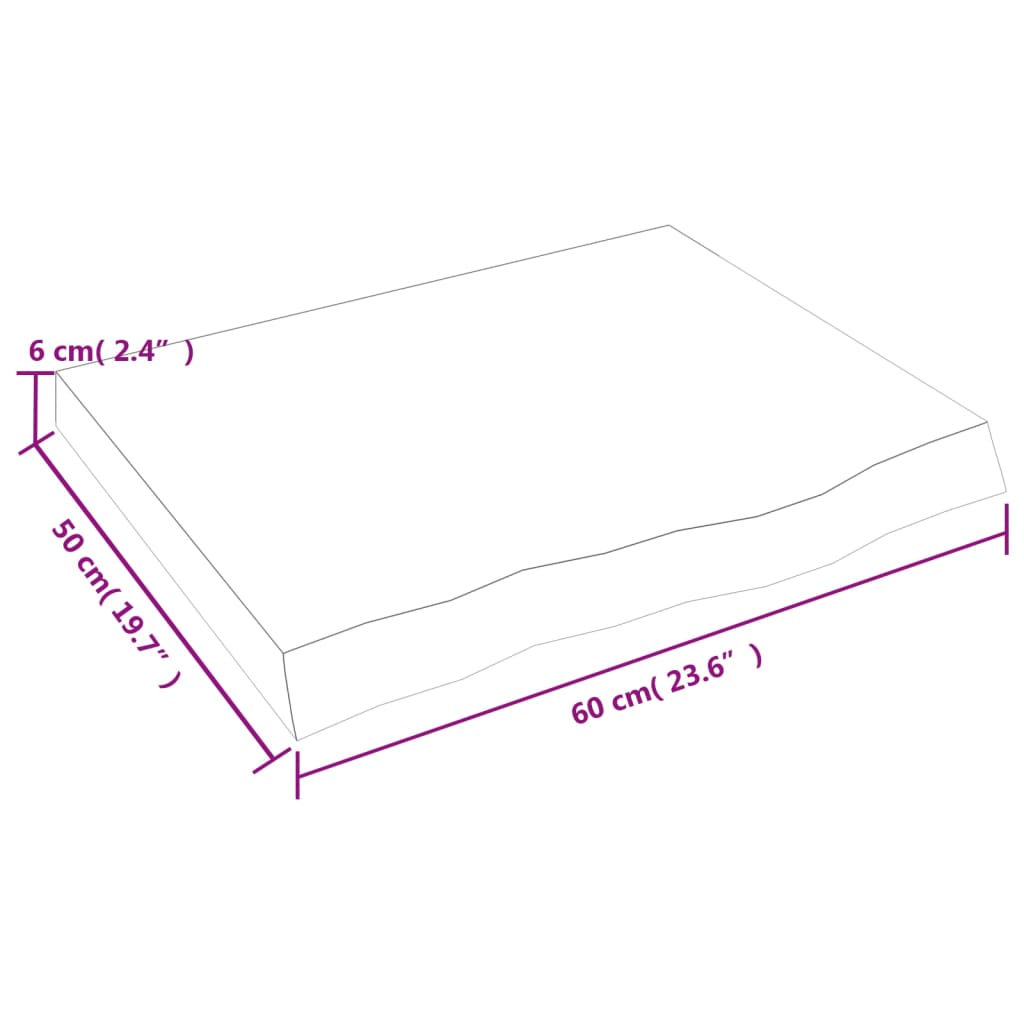 vidaXL Mizna plošča 60x50x(2-6) cm neobdelana trdna hrastovina